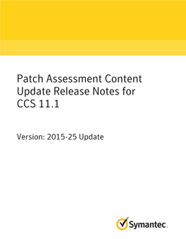 Patch Assessment Content Update Release Notes for CCS 11.1