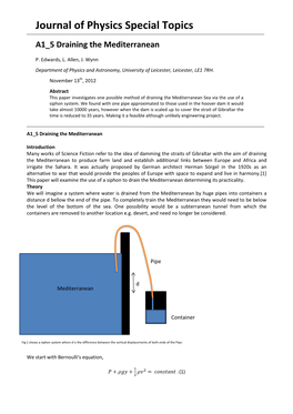 Journal of Physics Special Topics