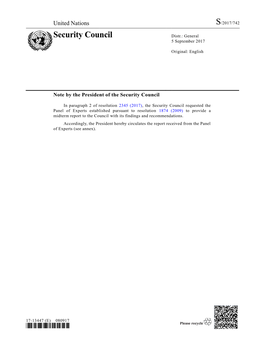 Security Council Distr.: General 5 September 2017