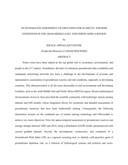 An Integrated Assessment of Groundwater Scarcity and Risk