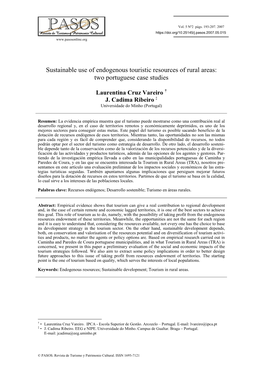 Sustainable Use of Endogenous Touristic Resources of Rural Areas: Two Portuguese Case Studies