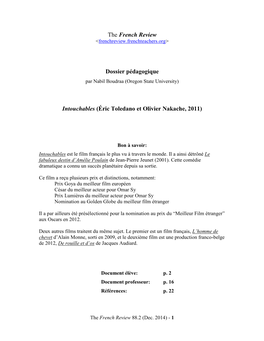 The French Review Dossier Pédagogique Intouchables (Éric