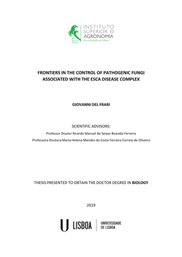 Frontiers in the Control of Pathogenic Fungi Associated with the Esca Disease Complex.Pdf