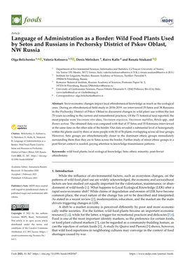 Language of Administration As a Border: Wild Food Plants Used by Setos and Russians in Pechorsky District of Pskov Oblast, NW Russia