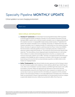 Specialty Pipeline: March 2021