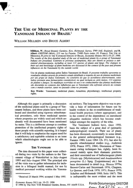 The Use of Medicinal Plants by the Yanomami Indians of Brazil~