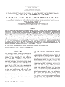 Shovelnose Sturgeon Spawning in Relation to Varying Discharge Treatments in a Missouri River Tributary