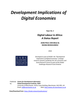 Digital Labour in Africa: a Status Report