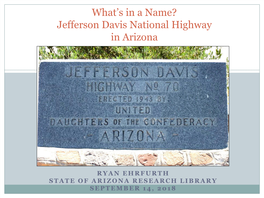 Jefferson Davis National Highway in Arizona