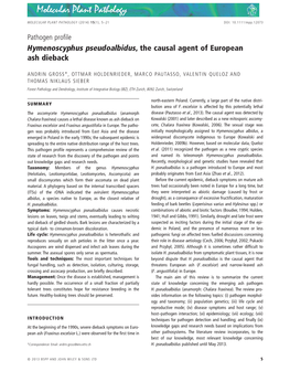 Hymenoscyphus Pseudoalbidus, the Causal Agent of European Ash Dieback