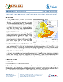 June 2018 to January 2019 Food Security Improves Significantly in Southeastern Areas, but Continued Assistance Is Needed