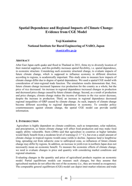 Spatial Dependence and Regional Impacts of Climate Change: Evidence from CGE Model