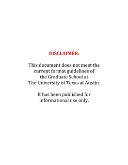 DISCLAIMER: This Document Does Not Meet the Current Format Guidelines of the Graduate S