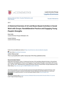 A Historical Overview of Art and Music-Based Activities in Social Work with Groups: Nondeliberative Practice and Engaging Young People’S Strengths