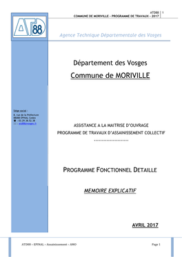 Commune De Moriville – Programme De Travaux - 2017