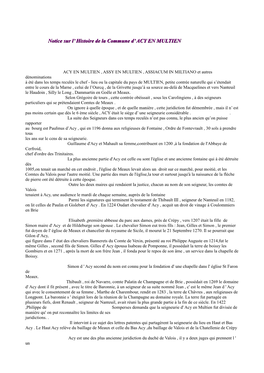 Notice Sur L' Histoire De La Commune D' ACY EN MULTIEN