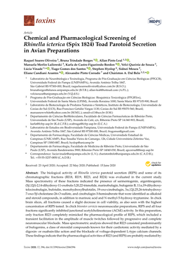 Chemical and Pharmacological Screening of Rhinella Icterica (Spix 1824) Toad Parotoid Secretion in Avian Preparations