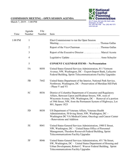 Final Agenda for the March 7, 2019 Commission Meeting