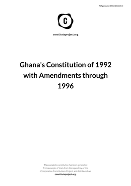 Ghana's Constitution of 1992 with Amendments Through 1996