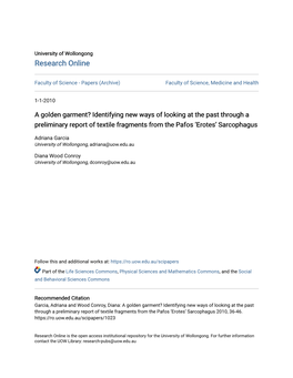 A Golden Garment? Identifying New Ways of Looking at the Past Through a Preliminary Report of Textile Fragments from the Pafos ‘Erotes’ Sarcophagus