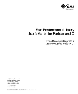 Sun Performance Library User's Guide for Fortran and C