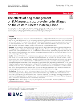 The Effects of Dog Management on Echinococcus Spp. Prevalence In