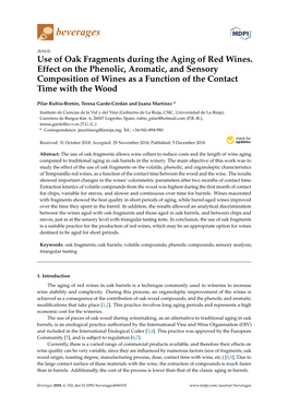 Use of Oak Fragments During the Aging of Red Wines. Effect on the Phenolic, Aromatic, and Sensory Composition of Wines As a Function of the Contact Time with the Wood