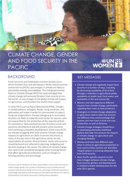 Climate Change, Gender and Food Security in the Pacific