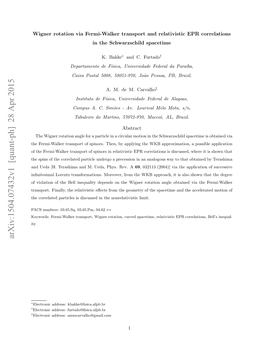 Wigner Rotation Via Fermi-Walker Transport and Relativistic EPR