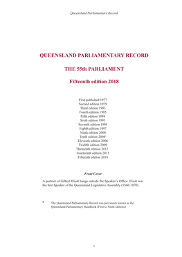 QUEENSLAND PARLIAMENTARY RECORD the 55Th PARLIAMENT