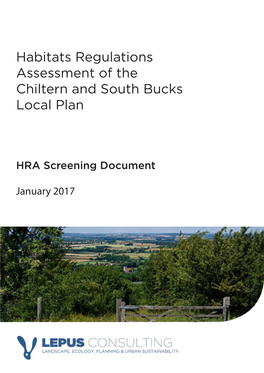 Habitats Regulations Assessment of the Chiltern and South Bucks Local Plan