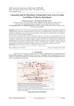 Vegetation and Its Phenology of Degraded Land Area of Lodna Coal Mines of Jharia, Jharkhand