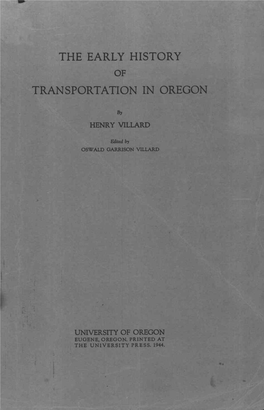 The Early History of Transportation in Oregon