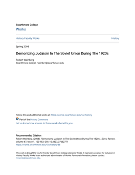 Demonizing Judaism in the Soviet Union During the 1920S