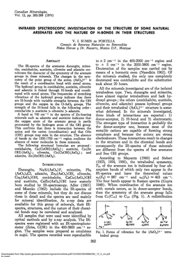 Pdf/12/4/262/4004688/262 12 4 Cm.Pdf by Guest on 30 September 2021 INFPARED SPECTROSCOPIC NWESTIGATION of NAT1IRAL ARSENATES 263