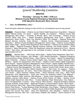 General Membership Committee MINUTES Thursday ~ January 19, 2006 ~ 9:00 A.M