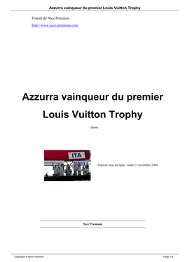 Azzurra Vainqueur Du Premier Louis Vuitton Trophy