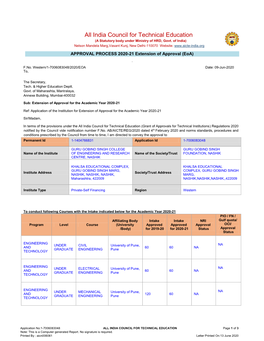 India Council for Technical Education (A Statutory Body Under Ministry of HRD, Govt