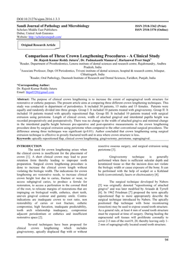 Comparison of Three Crown Lengthening Procedures - a Clinical Study Dr