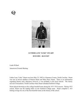 Luther Lane “Luke” Stuart 05/23/1892 – 06/15/1947