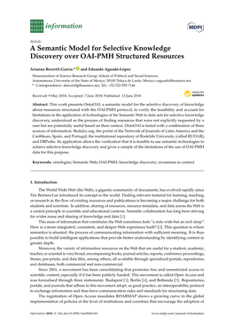 A Semantic Model for Selective Knowledge Discovery Over OAI-PMH Structured Resources