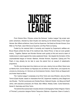 1 from Warner Bros. Pictures Comes the First-Ever “Justice League”