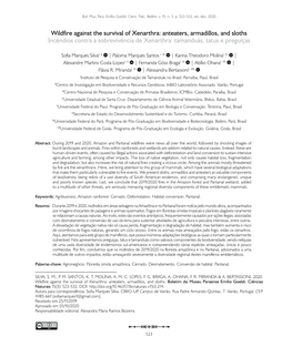 Wildfire Against the Survival of Xenarthra: Anteaters, Armadillos, and Sloths Incêndios Contra a Sobrevivência De Xenarthra: Tamanduás, Tatus E Preguiças