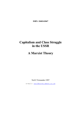 Capitalism and Class Struggle in the USSR a Marxist Theory