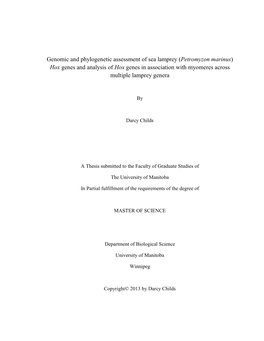 Genomic and Phylogenetic Assessment of Sea Lamprey