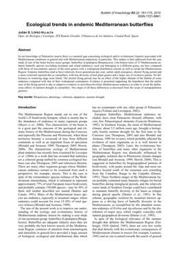 Ecological Trends in Endemic Mediterranean Butterflies