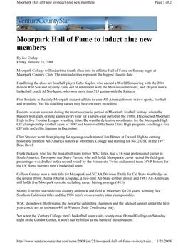 Moorpark Hall of Fame to Induct Nine New Members Page 1 of 2