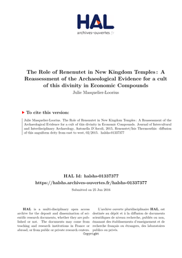 The Role of Renenutet in New Kingdom Temples