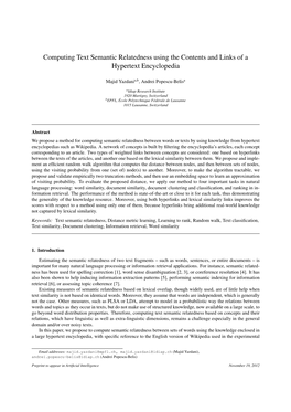 Computing Text Semantic Relatedness Using the Contents and Links of a Hypertext Encyclopedia