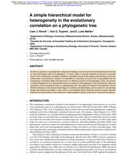 A Simple Hierarchical Model for Heterogeneity in the Evolutionary